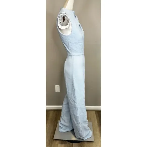 NWT Black Halo Crepe Pleated Shoulder Sleeveless Corrine Jumpsuit Maliblue Sz 0